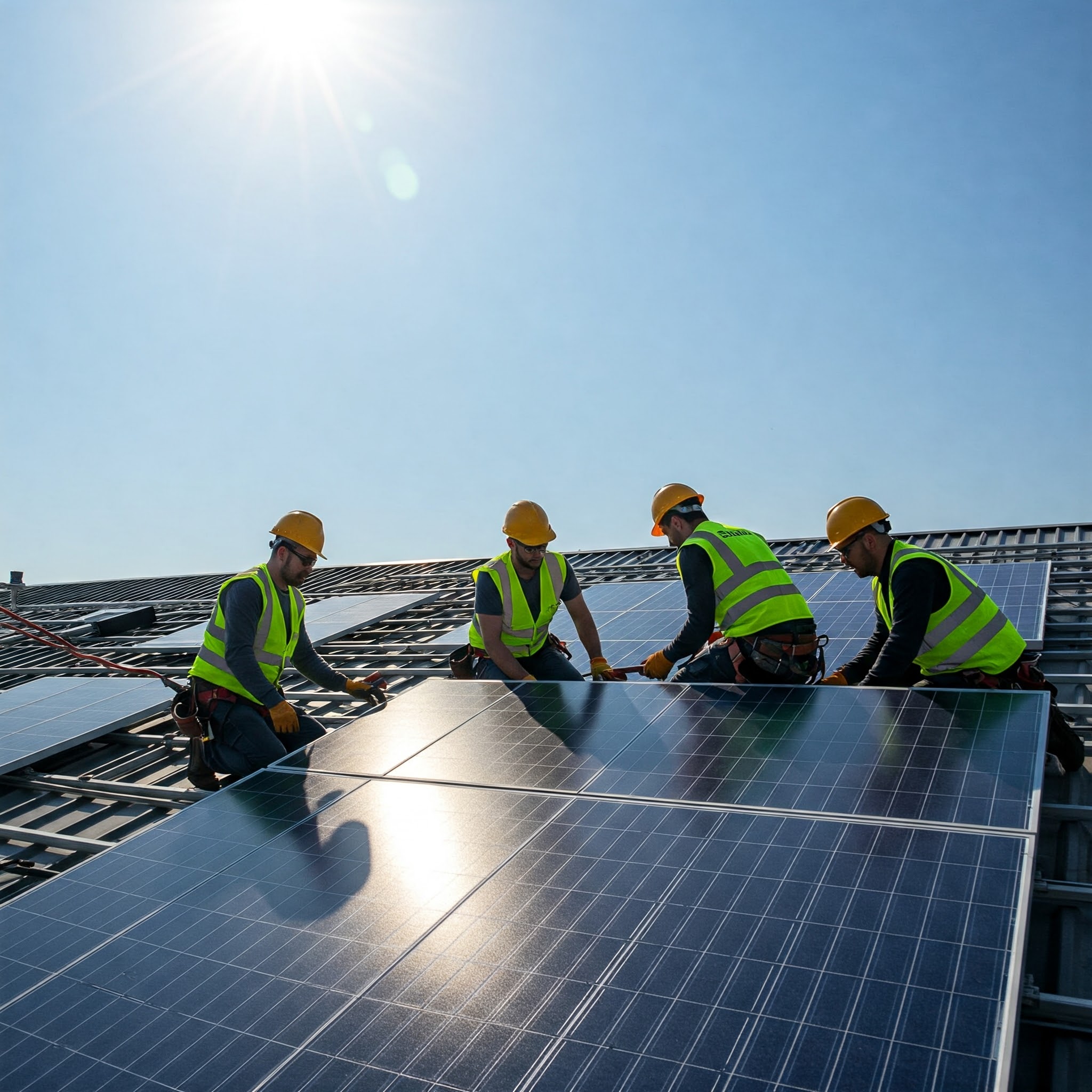 Équipe solaire en action