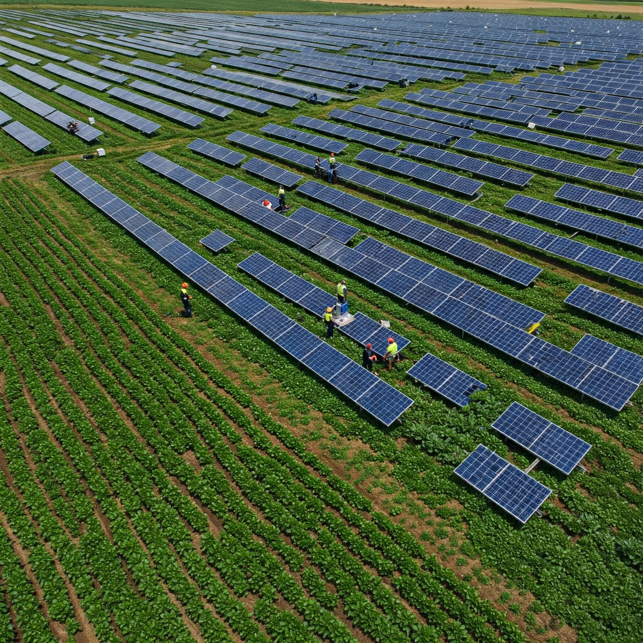 Techniciens solaires sur un toit